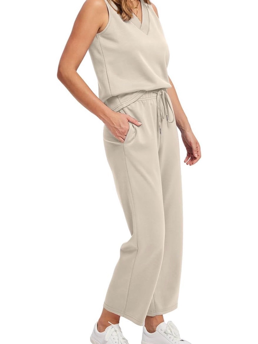 Sleeveless V-Neck 2 Piece Set in Black - Picture 3 of 6